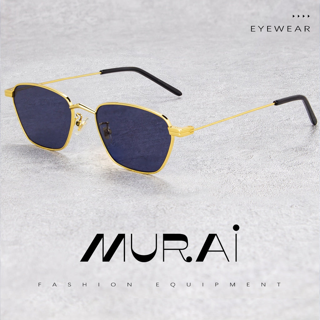 MURAI Merek Jepang Kacamata Hitam Sunglasses Polarized Anti Silau Fashion Wanita Unisex Unisex Wanita anti radiasi high quality material Wanita Terbaru Kacamata MR7608 - 3 Gold - Blue lenses