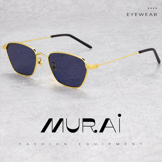 MURAI Merek Jepang Kacamata Hitam Sunglasses Polarized Anti Silau Fashion Wanita Unisex Unisex Wanita anti radiasi high quality material Wanita Terbaru Kacamata MR7608 - 3 Gold - Blue lenses