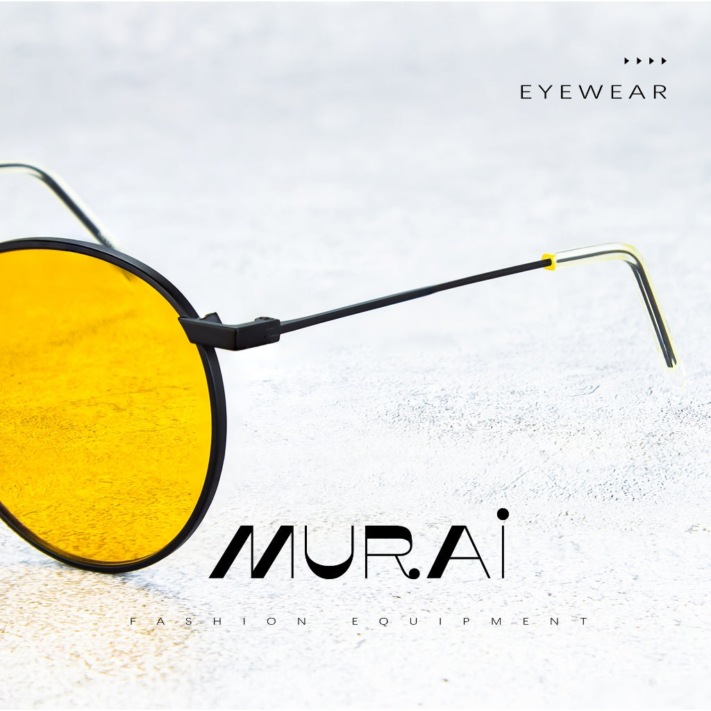 MURAI Merek Jepang Kacamata Hitam Unisex Wanita anti radiasi high quality material Wanita Aviation HD Polarized Anti Silau Cahaya Matahari Wanita Terbaru Kacamata Ringan Nyaman Seharian MR7609 - 2 Yellow（night Visio）kacamata yang pakai di malam