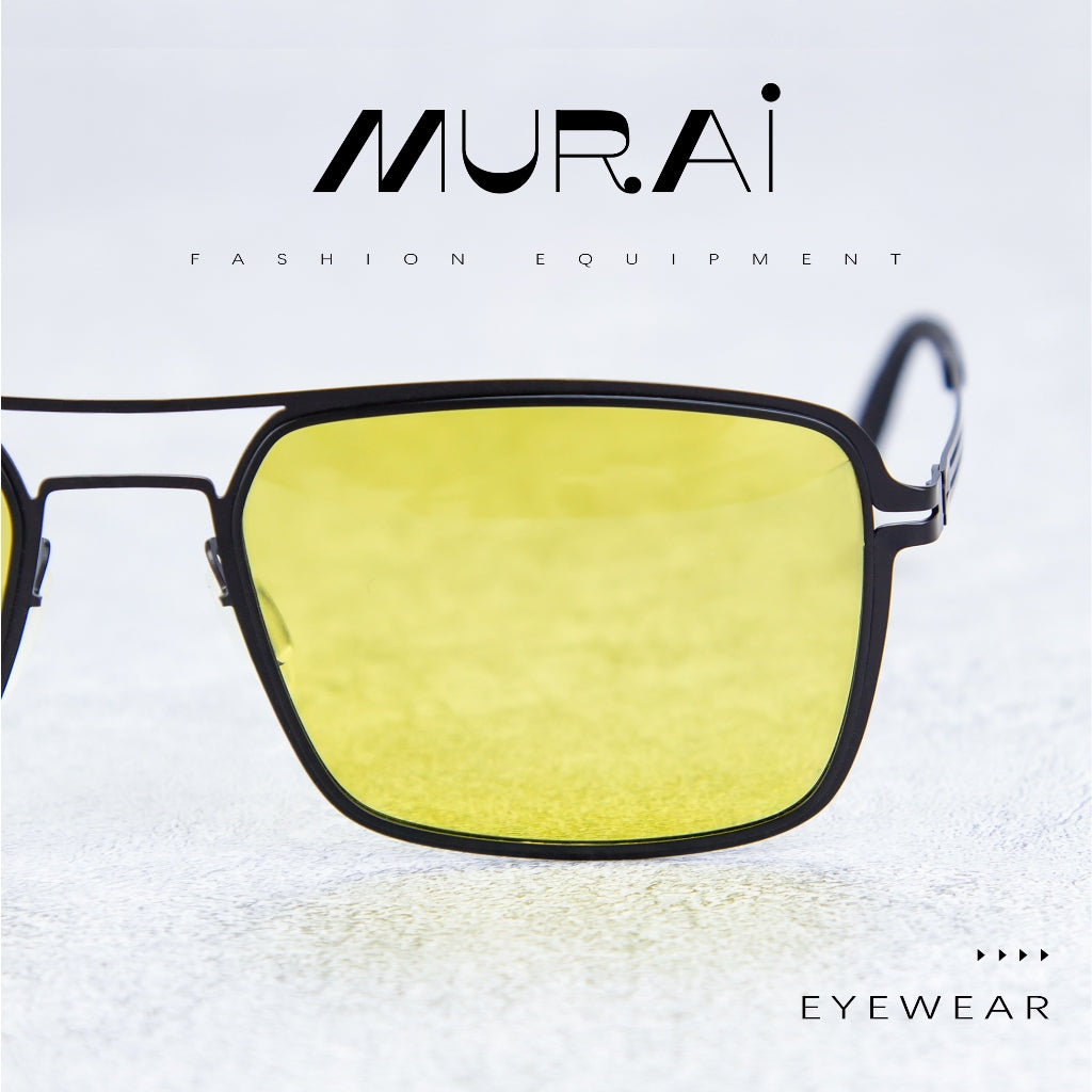 MURAI Merek Jepang Kacamata Hitam Sunglasses Pria Wanita Aviation HD Polarized Anti Silau Cahaya Matahari Ringan Nyaman Seharian kacamata yang pakai di malam lTerbaru – Fashion Mewah 5024 - M02 Yellow（night Visio）