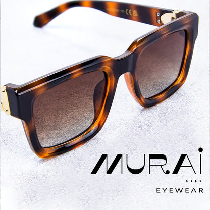 MURAI Merek Jepang Kacamata Hitam Rectangular Polarized SQUARE FRAME Sunglasses Unisex Retro Pilot Shades Driving Protection 3490 - 4