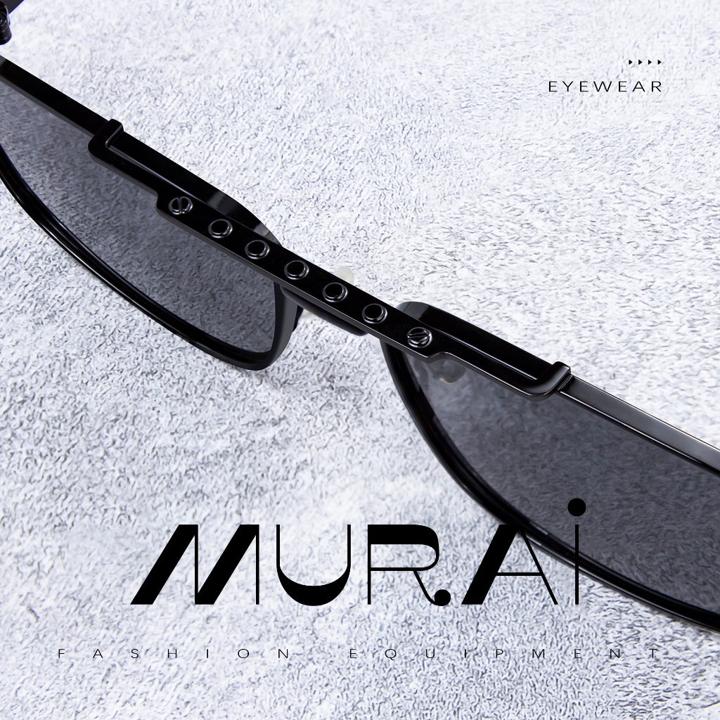 MURAI Merek Jepang Kacamata Hitam Polarized Anti Silau Fashion Pria Wanita Unisex SQUARE FRAME Kacamata Hitam Pria Wanita Terbaru – Fashion Mewah MR7605 - 1 Black