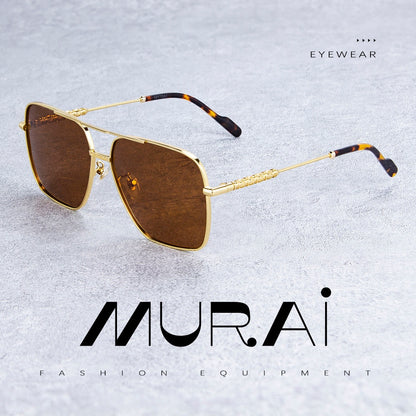 MURAI Merek Jepang Kacamata Hitam Aviator Sunglasses Unisex Polarized Driving Classic Shades - Protection with Accessories MR7601 - 1 Gunmetal Frame
