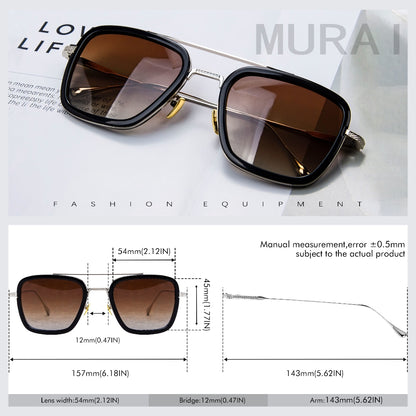 MURAI Merek Jepang Kacamata Hitam Polarized Anti Silau Fashion Pria Wanita UnisexUnisex Pria anti radiasi high quality material Square Fram Sunglasses Kacamata Hitam Pria Terbaru – Fashion Mewah 3501 - 2 Brown