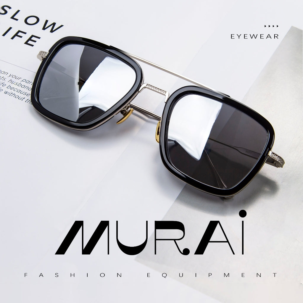 MURAI Merek Jepang Kacamata Hitam Polarized Anti Silau Fashion Pria Wanita UnisexUnisex Pria anti radiasi high quality material Square Fram Sunglasses Kacamata Hitam Pria Terbaru – Fashion Mewah 3501 - 3 Silver