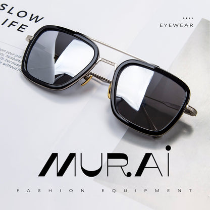 MURAI Merek Jepang Kacamata Hitam Polarized Anti Silau Fashion Pria Wanita UnisexUnisex Pria anti radiasi high quality material Square Fram Sunglasses Kacamata Hitam Pria Terbaru – Fashion Mewah 3501 - 3 Silver