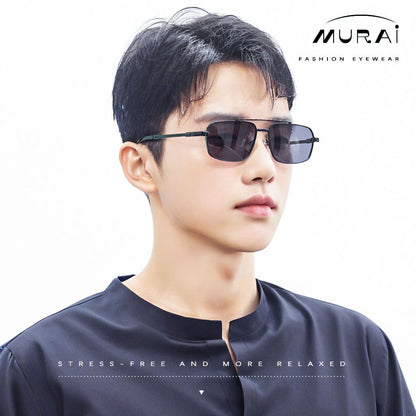 MURAI Merek Jepang Kacamata Hitam Polarized Anti Silau Fashion Pria Wanita Unisex SQUARE FRAME Kacamata Hitam Pria Wanita Terbaru – Fashion Mewah MR7605 - 1 Black