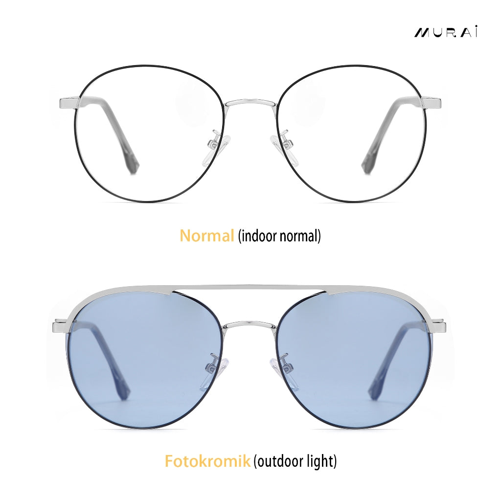 MURAI Merek Jepang Antiradiasi Blueray Free 1 Clip on Polarized Kotak Pria Frame Kacamata Bisa Minus 7007 - 3 Black - Blue clip