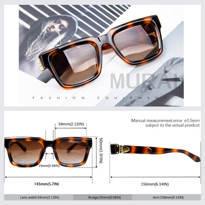 MURAI Merek Jepang Kacamata Hitam Rectangular Polarized SQUARE FRAME Sunglasses Unisex Retro Pilot Shades Driving Protection 3490 - 4