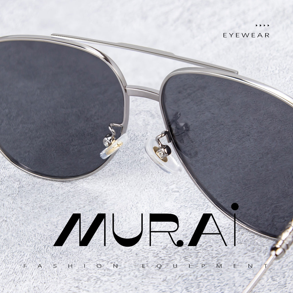 MURAI Merek Jepang Kacamata Hitam Pria Wanita Aviation HD Polarized Anti Silau Cahaya Matahari Aviators Kacamata Hitam Pria Wanita Terbaru – Fashion Mewah MR7602 - 1 Grey