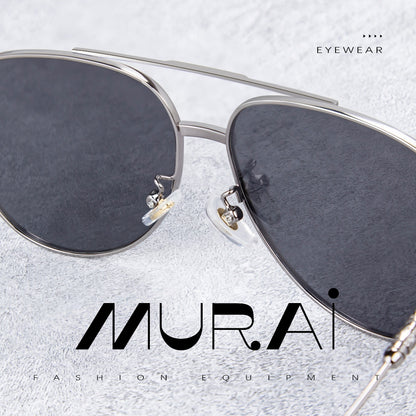 MURAI Merek Jepang Kacamata Hitam Pria Wanita Aviation HD Polarized Anti Silau Cahaya Matahari Aviators Kacamata Hitam Pria Wanita Terbaru – Fashion Mewah MR7602 - 1 Grey