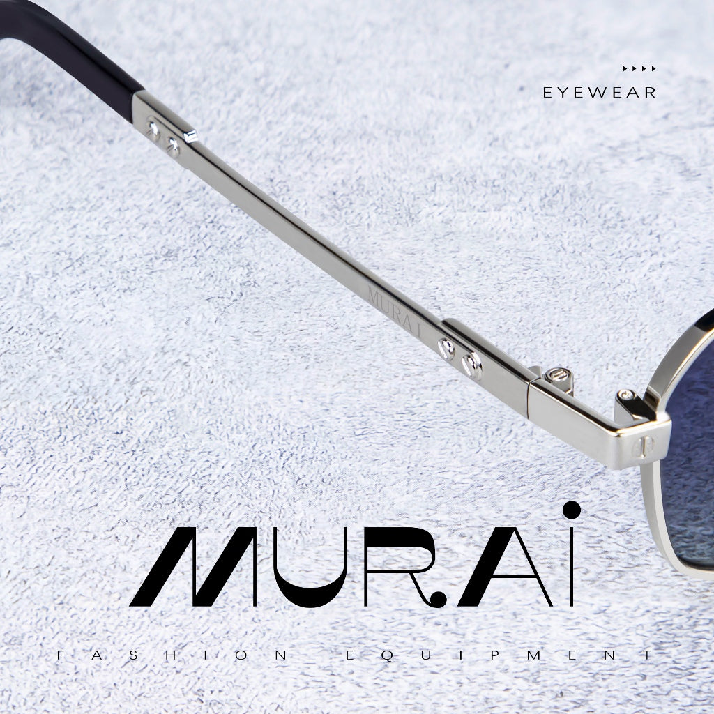 MURAI Merek Jepang Kacamata Hitam Polarized Anti Silau Fashion Pria Wanita Unisex SQUARE FRAME Kacamata Hitam Pria Wanita Terbaru – Fashion Mewah MR7605 - 2 Silver