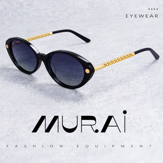 MURAI Merek Jepang Kacamata Hitam Polarized Anti Silau Fashion Wanita Unisex Wanita Terbaru Kacamata Unisex Wanita anti radiasi high quality material MR7603 - 1 Black