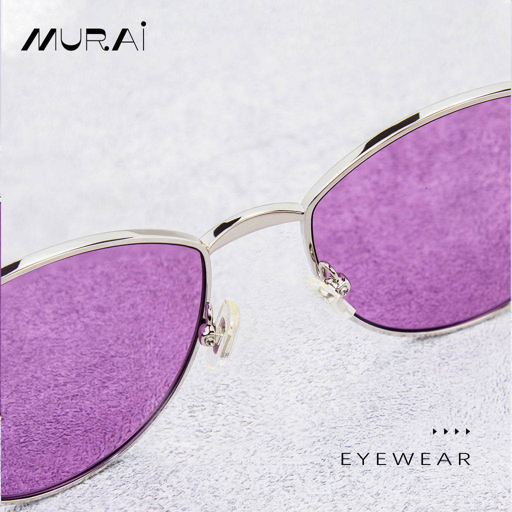 MURAI Merek Jepang Kacamata Hitam Unisex Wanita anti radiasi high quality material Wanita Aviation HD Polarized Anti Silau Cahaya Matahari Wanita Terbaru Kacamata Ringan Nyaman Seharian MR7609 - 1 Purple