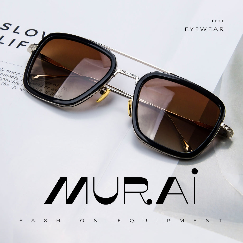 MURAI Merek Jepang Kacamata Hitam Polarized Anti Silau Fashion Pria Wanita UnisexUnisex Pria anti radiasi high quality material Square Fram Sunglasses Kacamata Hitam Pria Terbaru – Fashion Mewah 3501 - 2 Brown