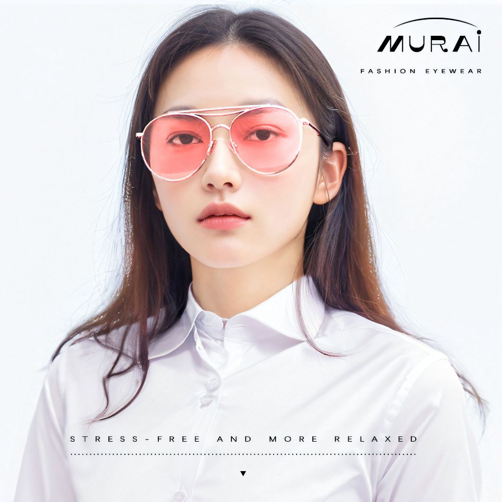 MURAI Merek Jepang Kacamata Hitam Anti Silau Sunglasses Pria Wanita Terbaru – Fashion Mewah Anti Silau Fashion Pria Wanita Unisex kacamata yang pakai di malam RM7606 - 2 Pink