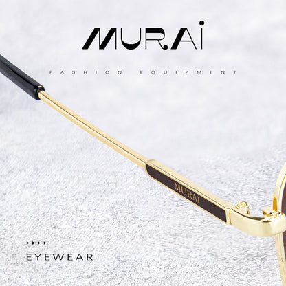 MURAI Merek Jepang Kacamata Hitam Rectangular Polarized Aviator Sunglasses Unisex Retro Pilot Shades Driving Protection 3177 - 2 Gold