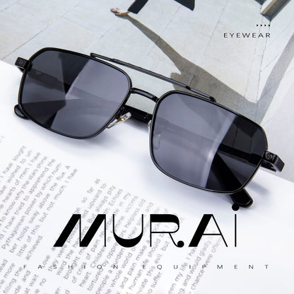 MURAI Merek Jepang Kacamata Hitam Polarized Anti Silau Fashion Pria Wanita Unisex SQUARE FRAME Kacamata Hitam Pria Wanita Terbaru – Fashion Mewah MR7605 - 1 Black