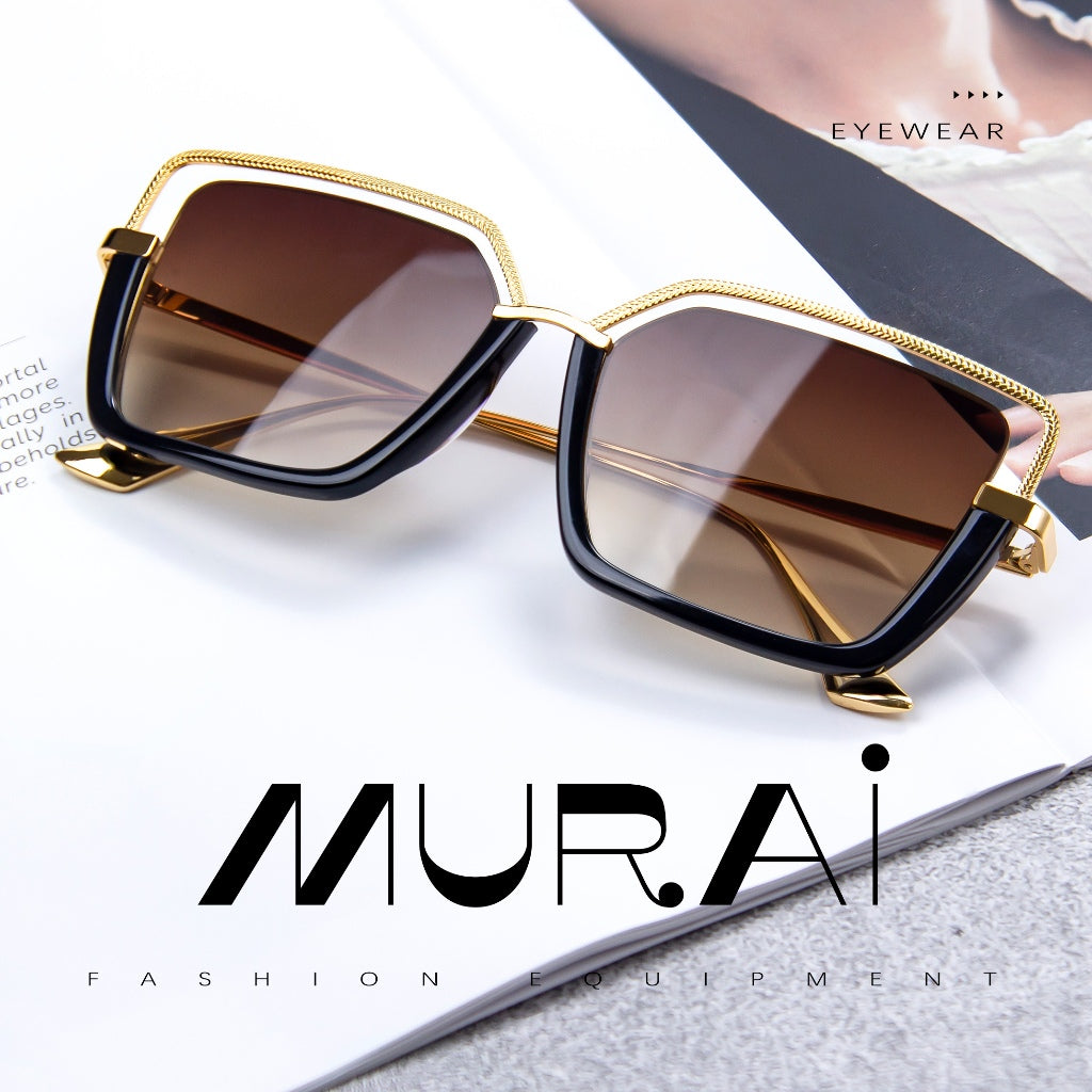 MURAI Merek Jepang Kacamata Hitam Wanita Terbaru Kacamata Wanita Aviation HD Polarized Anti Silau Cahaya Matahari MR7604 - 2 Black - Brown lenses