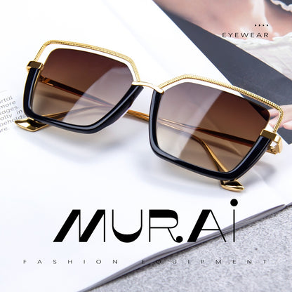 MURAI Merek Jepang Kacamata Hitam Wanita Terbaru Kacamata Wanita Aviation HD Polarized Anti Silau Cahaya Matahari MR7604 - 2 Black - Brown lenses