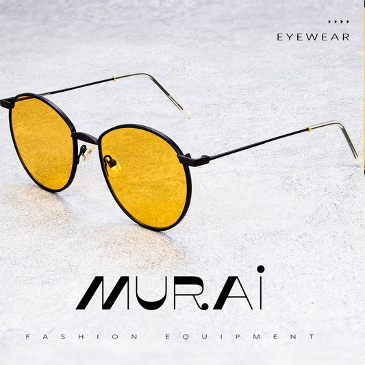 MURAI Merek Jepang Kacamata Hitam Unisex Wanita anti radiasi high quality material Wanita Aviation HD Polarized Anti Silau Cahaya Matahari Wanita Terbaru Kacamata Ringan Nyaman Seharian MR7609 - 2 Yellow（night Visio）kacamata yang pakai di malam