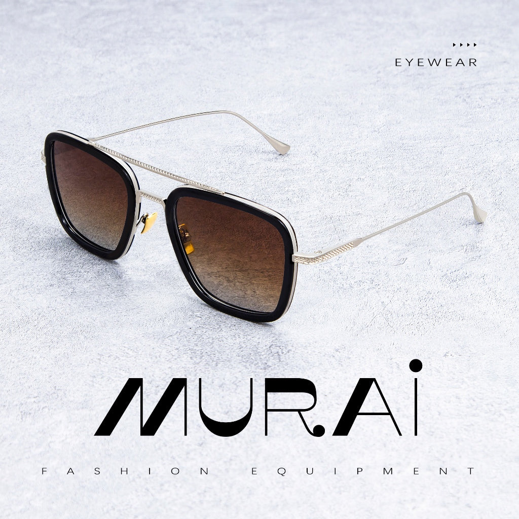 MURAI Merek Jepang Kacamata Hitam Polarized Anti Silau Fashion Pria Wanita UnisexUnisex Pria anti radiasi high quality material Square Fram Sunglasses Kacamata Hitam Pria Terbaru – Fashion Mewah 3501 - 3 Silver