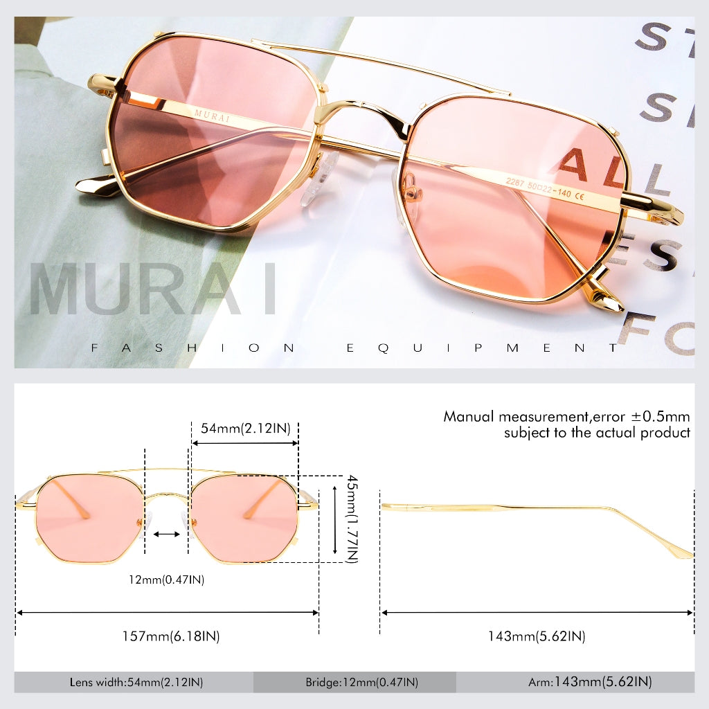 MURAI Merek Jepang Kacamata Hitam Sunglasses Wanita Terbaru Kacamata Ringan Nyaman Seharian Photochromic sunglasses Polarized Anti Silau Fashion Pria Wanita Unisex Metal frame Terbaru – Fashion Mewah 2287 - 3 Pink（ photochromic）