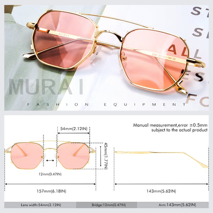 MURAI Merek Jepang Kacamata Hitam Sunglasses Wanita Terbaru Kacamata Ringan Nyaman Seharian Photochromic sunglasses Polarized Anti Silau Fashion Pria Wanita Unisex Metal frame Terbaru – Fashion Mewah 2287 - 3 Pink（ photochromic）
