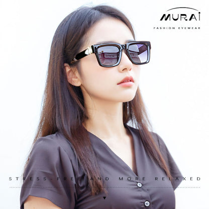 MURAI Merek Jepang Kacamata Hitam Rectangular Polarized SQUARE FRAME Sunglasses Unisex Retro Pilot Shades Driving Protection 3490 - 2