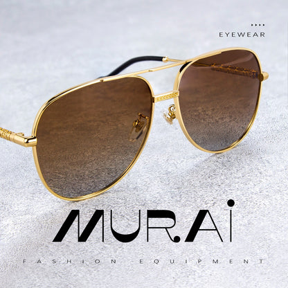 MURAI Merek Jepang Kacamata Hitam Pria Wanita Aviation HD Polarized Anti Silau Cahaya Matahari Aviators Kacamata Hitam Pria Wanita Terbaru – Fashion Mewah MR7602 - 3 Brown