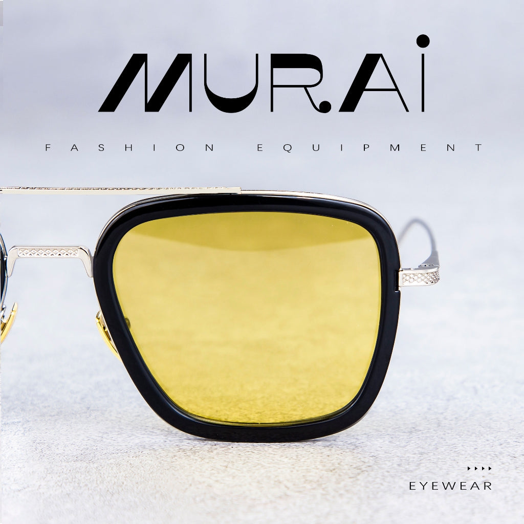 MURAI Merek Jepang Kacamata Hitam Photochromic sunglasses Polarized Anti Silau Fashion Pria Wanita UnisexUnisex Pria anti radiasi high quality material Square Fram Sunglasses Kacamata Hitam Pria Terbaru – Fashion Mewah 3501 - 5 Yellow photochromic