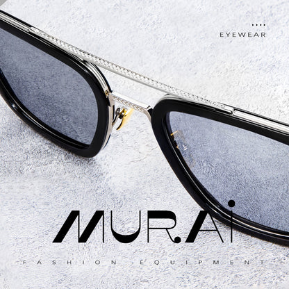 MURAI Merek Jepang Kacamata Hitam Polarized Anti Silau Fashion Pria Wanita UnisexUnisex Pria anti radiasi high quality material Square Fram Sunglasses Kacamata Hitam Pria Terbaru – Fashion Mewah 3501 - 3 Silver