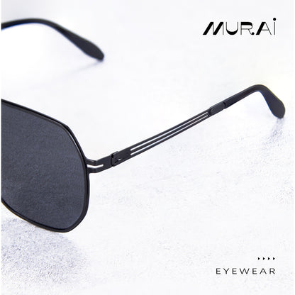 MURAI Merek Jepang Kacamata Hitam Sunglasses Polarized Anti Silau Fashion Pria Wanita Unisex Directional black sunglasses anti radiasi high quality material Terbaru – Fashion Mewah 5007 - M02 Black lenses