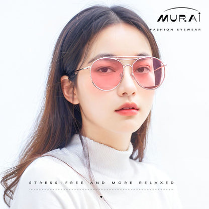 MURAI Merek Jepang Kacamata Hitam Anti Silau Sunglasses Pria Wanita Terbaru – Fashion Mewah Anti Silau Fashion Pria Wanita Unisex kacamata yang pakai di malam RM7606 - 2 Pink